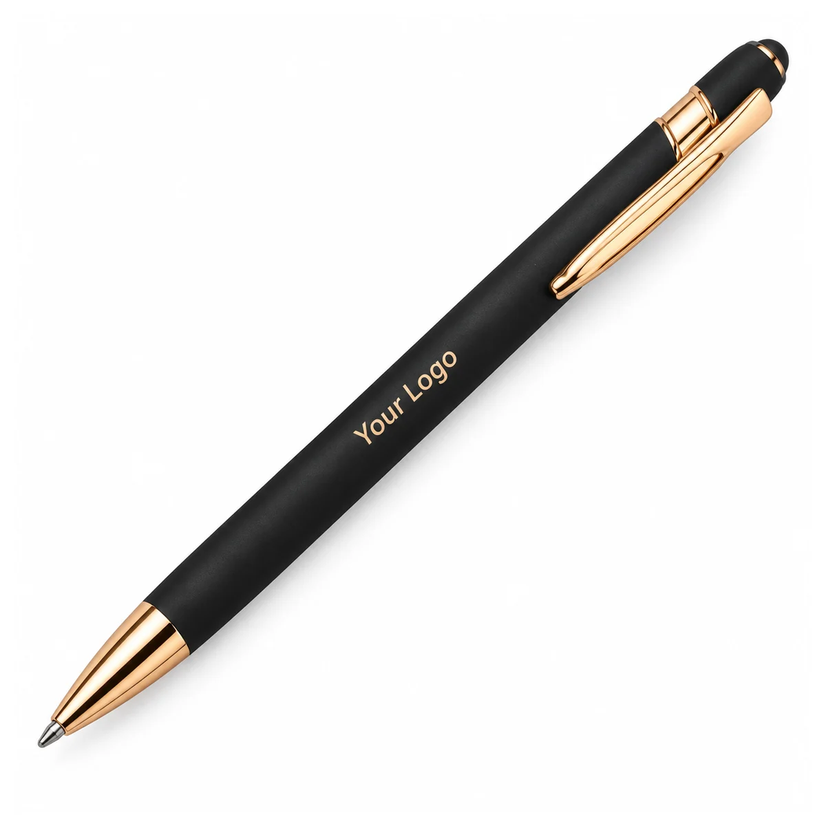 Black Premium Steel Pen with Gold-Tone Trim - view 2